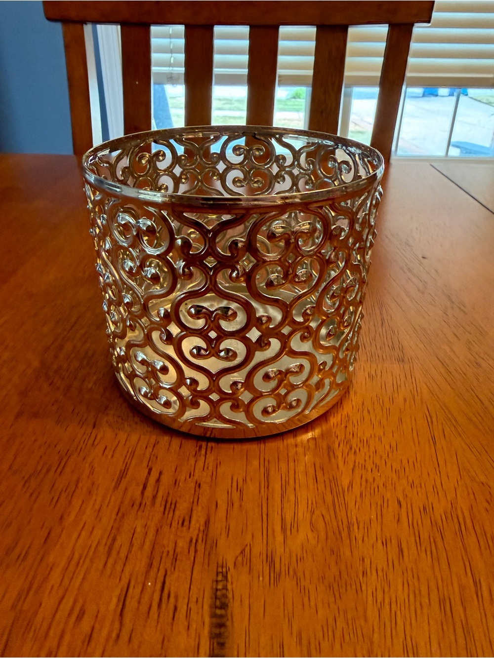 BW Bath & Body silver Heart candle holder  holds 3 wick 14.5 oz Candles